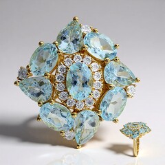Anello in oro con Acquamarina Brasiliana AAA