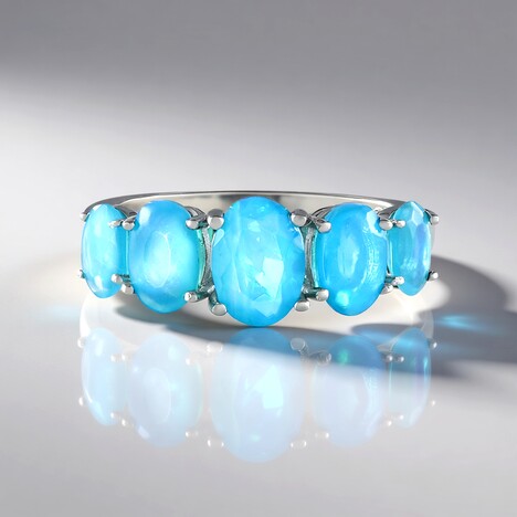 Anello in argento con Opale Blu dell'Etiopia