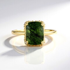 Anello in oro con Peridoto con Ludwigite (de Melo)