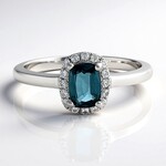 Anello in argento con Cianite Blu Foglia di Tè
