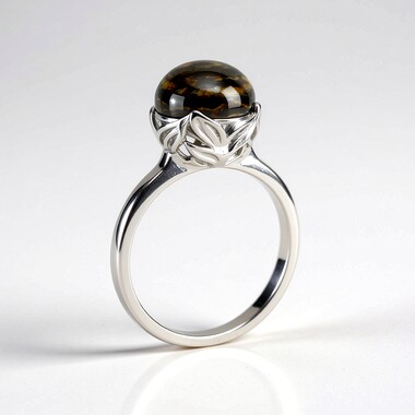 Anillo en plata con Madera de palma petrificada (dagen)