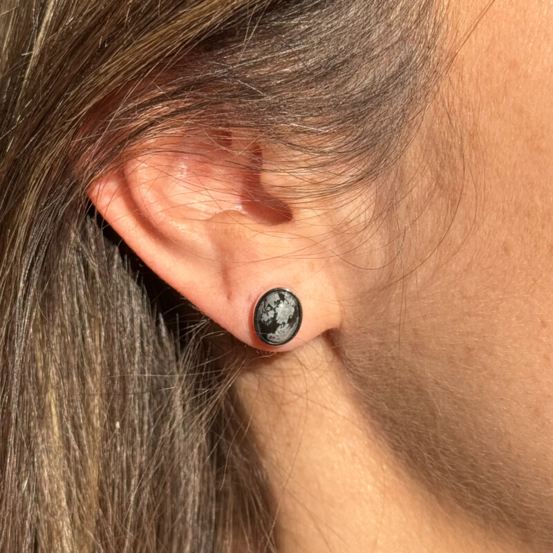 Pendientes en plata con Obsidiana Copo de Nieve