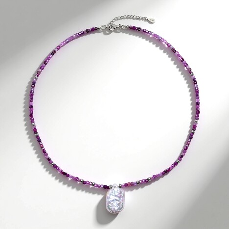 Collana in argento con Perla d'Acqua Dolce Bianca (MONOSONO COLLECTION)