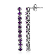 Boucles d'oreilles en argent et Améthyste de Zambie