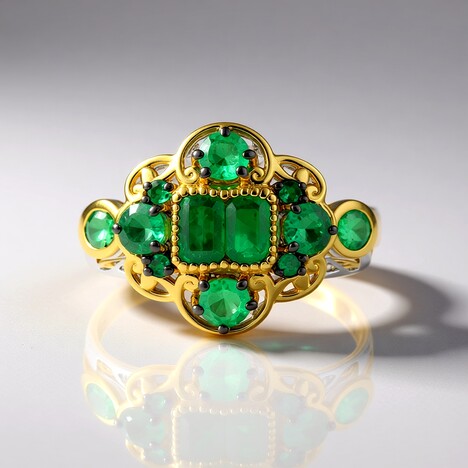 Anello in argento con Smeraldo Zambia (Gems en Vogue)