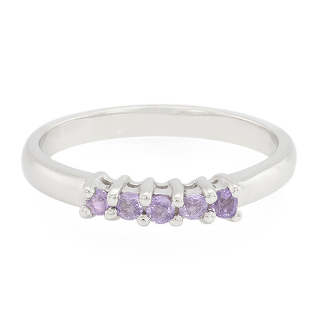 Nicht erhitzter Purpurfarbener Ceylon-Saphir-Silberring