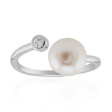 Anello in argento con Perla d'Acqua Dolce Bianca