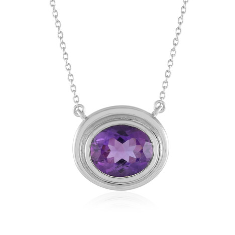 Zilveren halsketting met een Siberische amethist