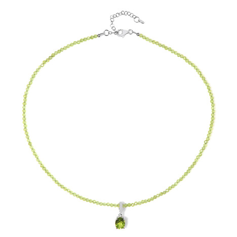 Zilveren halsketting met een peridoot