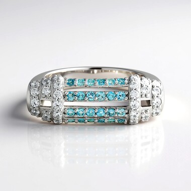 Bague en argent et Topaze bleu Suisse