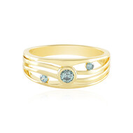 Blauer I2 Brillant-Silberring