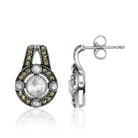 Weißer Topas-Silberohrringe