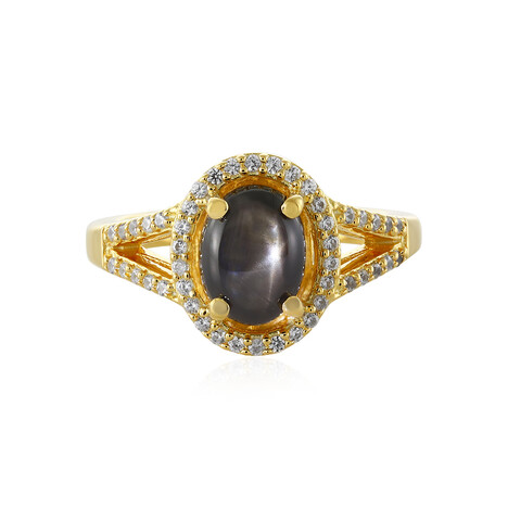 Schwarzer Stern-Saphir-Silberring