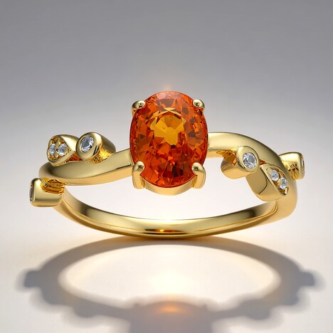 Anello in oro con Zaffiro Arancione Ban Ka Cha