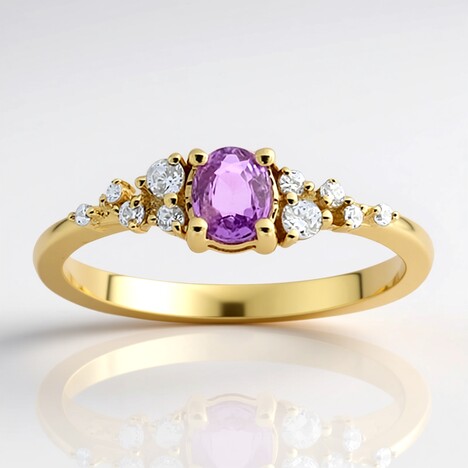 Anello in oro con Zaffiro Ceylon Porpora