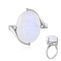 Bague en argent et Pierre de Lune arc-en-ciel