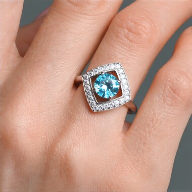 Blauer Apatit-Silberring