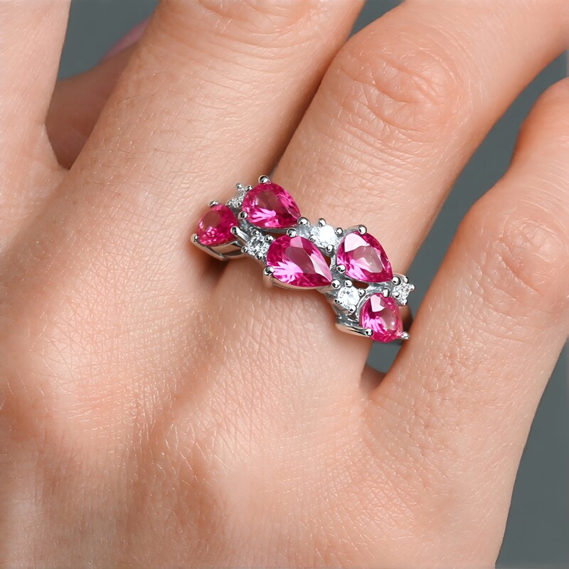 Zilveren ring met Braziliaanse roze toermalijnen (Pallanova)