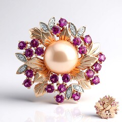Spilla in argento con Perla Ming Porpora