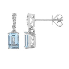 Boucles d'oreilles en or et Aigue-Marine du Brésil AAA