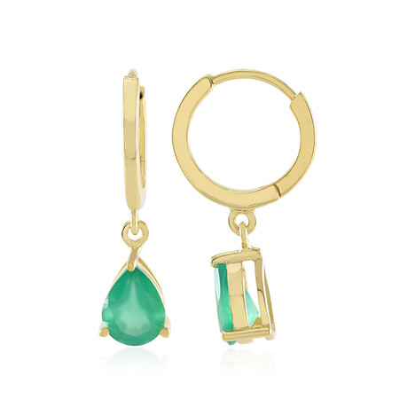 Zilveren oorbellen met Groene onyxen