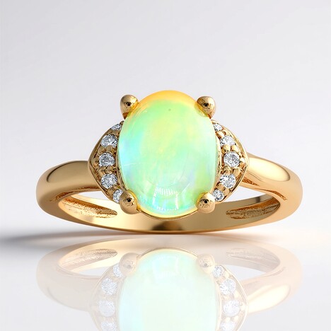 Bague en or et Opale d'Australie