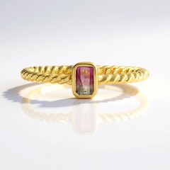 Bague en argent et Tourmaline Melon d'Eau
