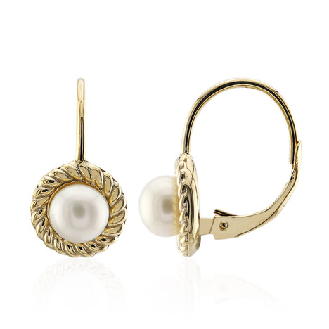 Weiße Süßwasserzuchtperlen-Silberohrringe