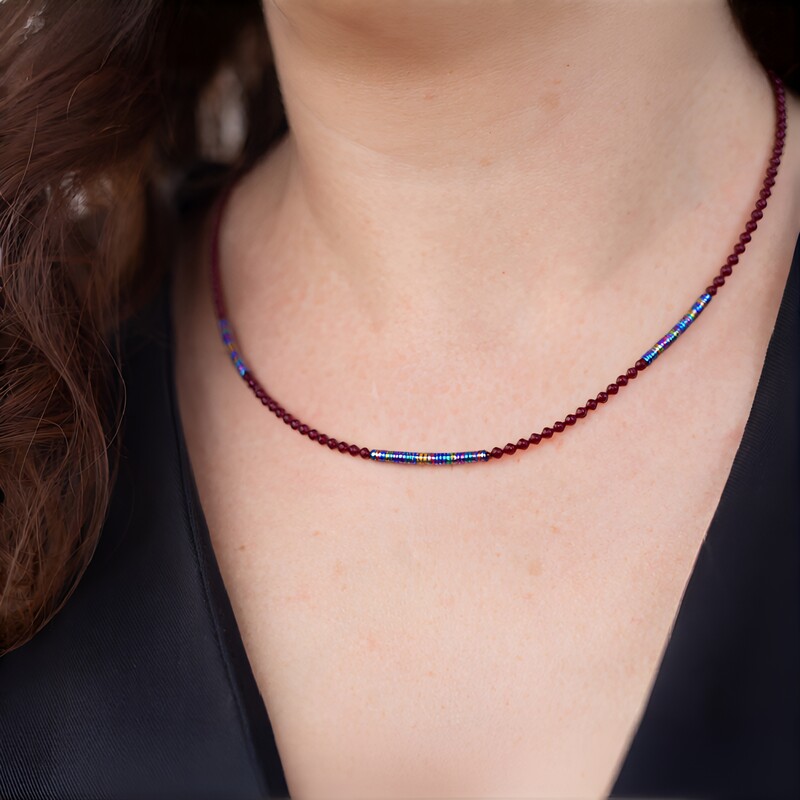 Collana in argento con Granato Mozambico