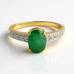 Anello placcato in oro con Smeraldo Bahia