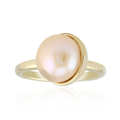 Anello in argento con Perla d'Acqua Dolce Arancione (TPC)