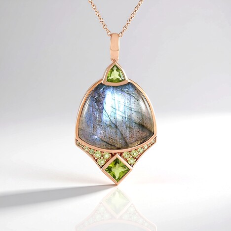 Collana in argento con Labradorite Verde Maniry (KM by Juwelo)