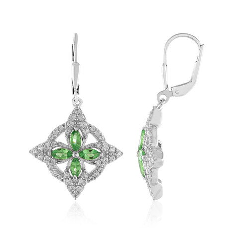 Boucles d'oreilles en argent et Tsavorite de Tanzanie