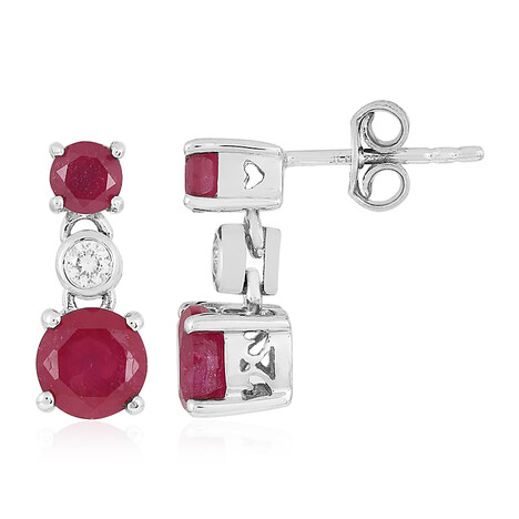 Zilveren oorbellen met Madagaskar Robijnen
