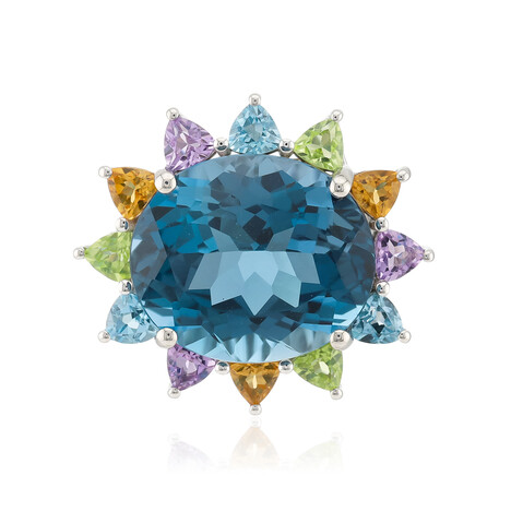Zilveren hanger met een Londen-blauwe topaas (de Melo Essence)