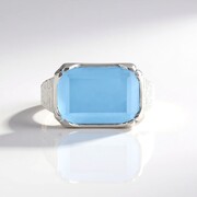 Aqua Chalcedony Silver Ring