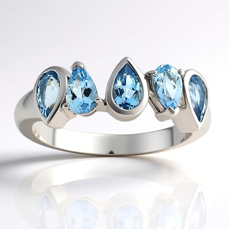 Bague en argent et Aigue-marine du Mozambique (Pallanova)