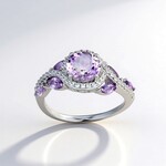 Anello in argento con Ametista Rose de France (Adela Silber)