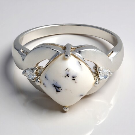 Bague en argent et Agate dendritique