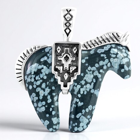 Ciondolo in argento con Ossidiana Fiocco di Neve (Desert Chic)