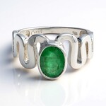 Anello placcato in platino con Smeraldo Bahia