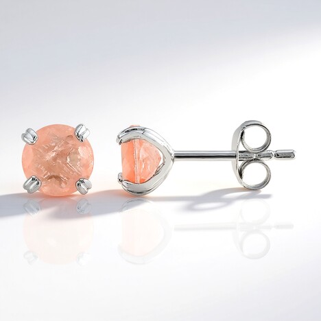 Boucles d'oreilles en argent et Quartz pêche pastel
