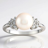 Bague en argent et Perle d'Akoya (TPC)