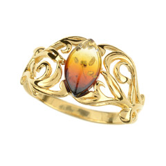 Anillo en plata con Ámbar del Báltico amanecer