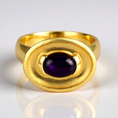 Bague en argent et Calcédoine pourpre (MONOSONO COLLECTION)