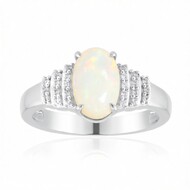 Bague en or et Opale blanche du Brésil