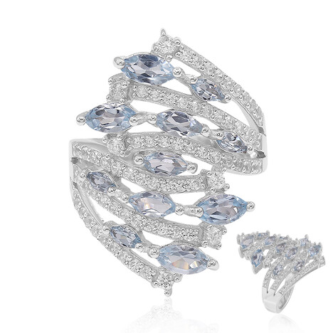 Anillo en plata con Topacio azul cielo