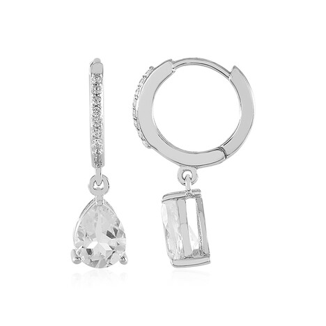 Zilveren oorbellen met witte topaasstenen