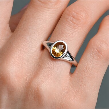 Bague en argent et Zircon mandarine