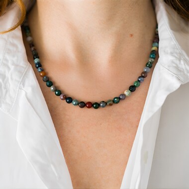 Collier en argent et Agate mousse